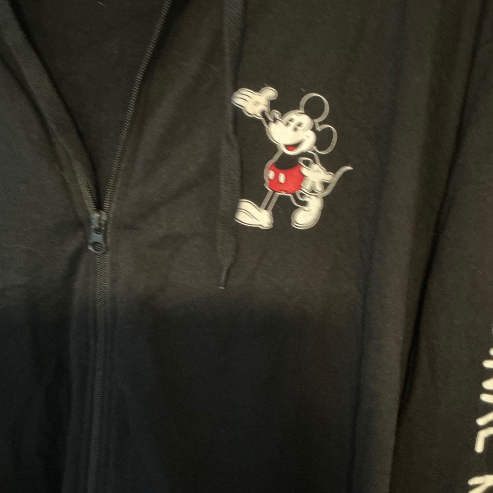 Disney The Original Mickey Mouse Black Zip Up Hoodie Sweatshirt Junior XXL(19)